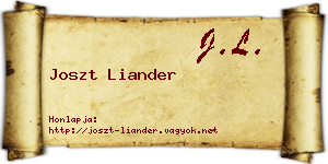 Joszt Liander névjegykártya